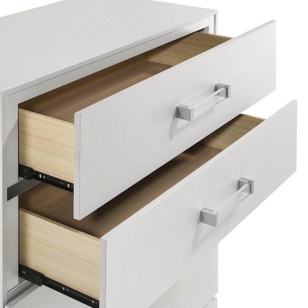 Europa Wood 5-Drawer Chest, White. Picture 5