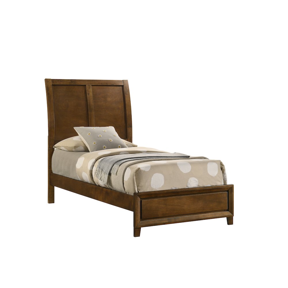 Ballard Wood Twin Panel Bed in Walnut Brown. Picture 1