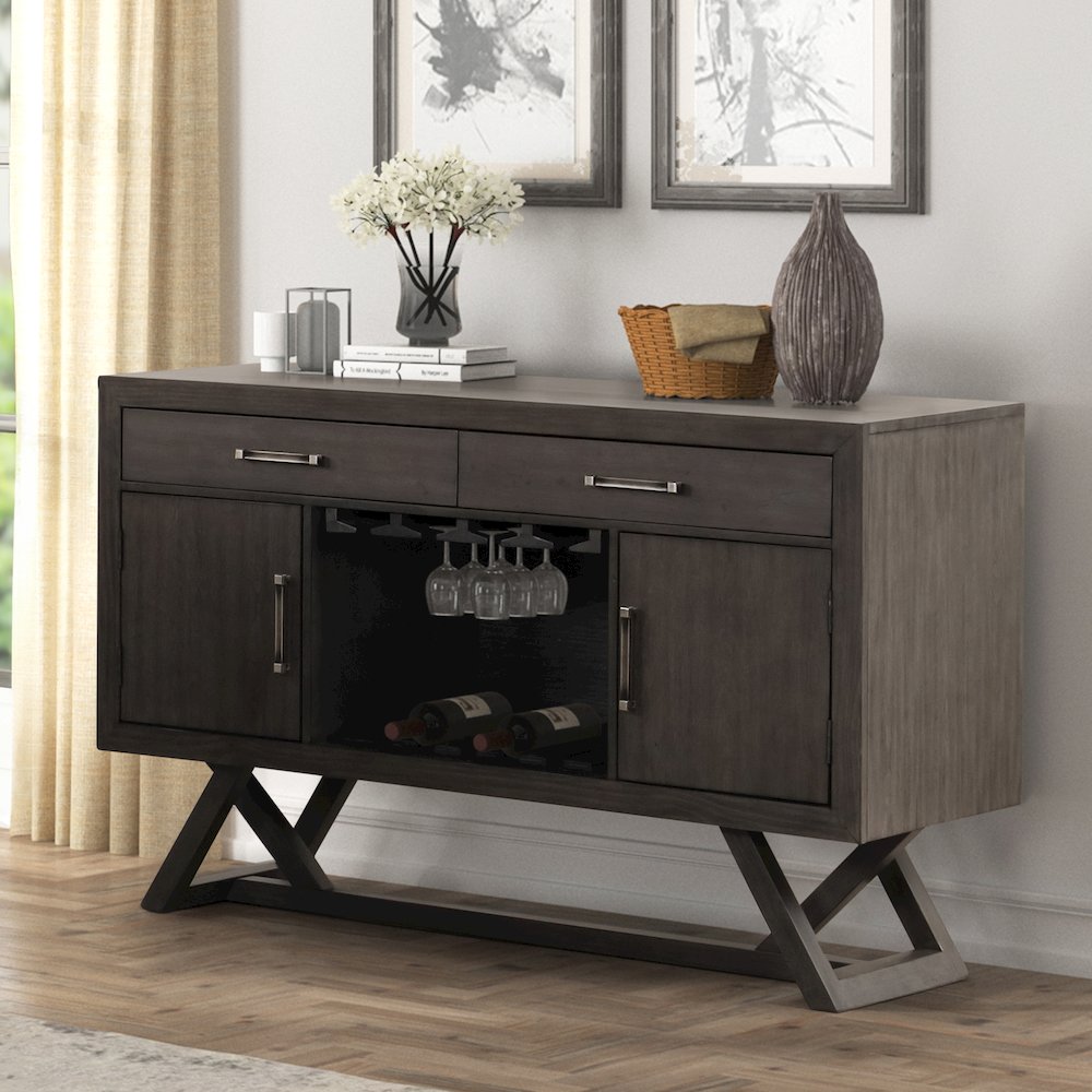 High Line Wood 2-drawer Server, Coffee. Picture 2