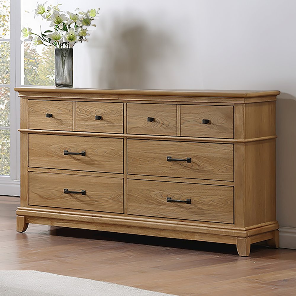 Sunstone Wood 6-Drawer Dresser in Honey. Picture 5