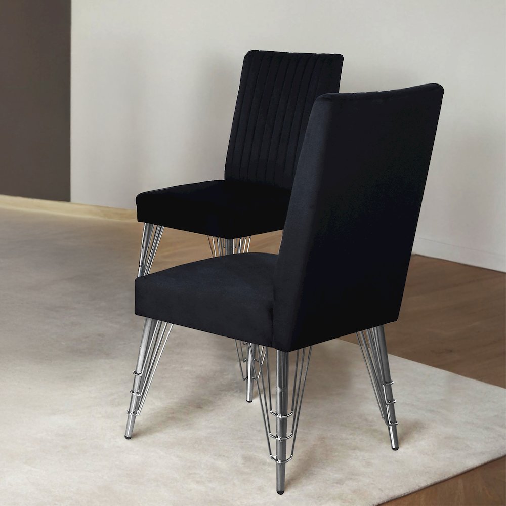 Ava Wood Upholstered Dining Chair in Black (Set of 2). Picture 7