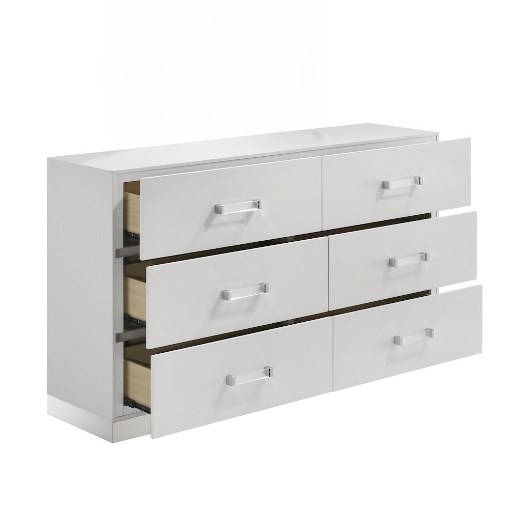 Europa Wood 6-Drawer Dresser, White. Picture 3