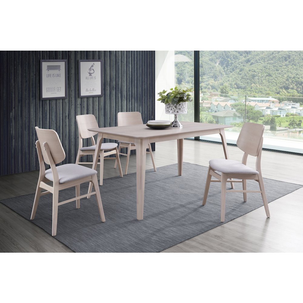 Oscar 5-piece Wood Dining Set, White Ash. Picture 2