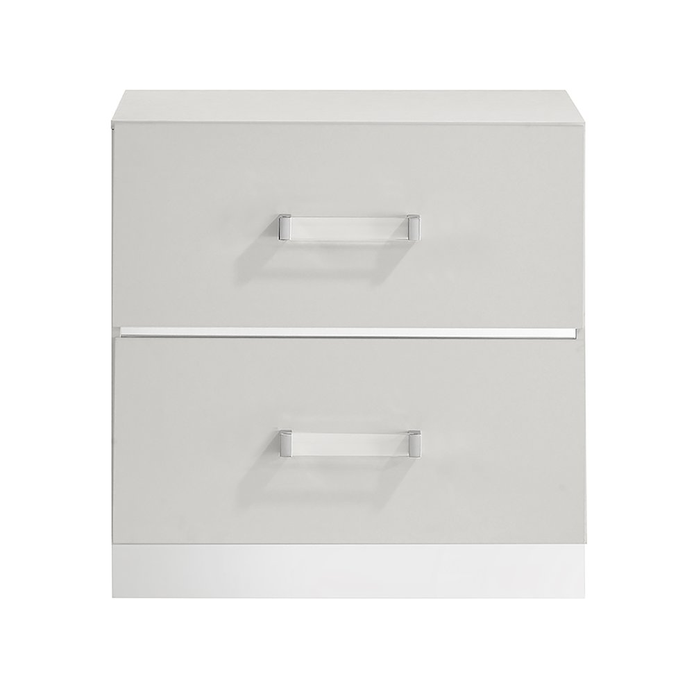 Europa Wood 2-Drawer Nightstand, White. Picture 2