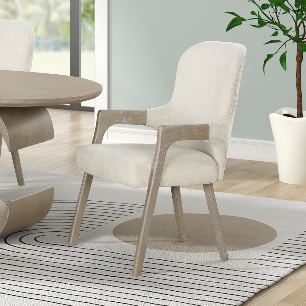 Gwendolyn Wood Dining Arm Chair in Taupe (Set of 2). Picture 2