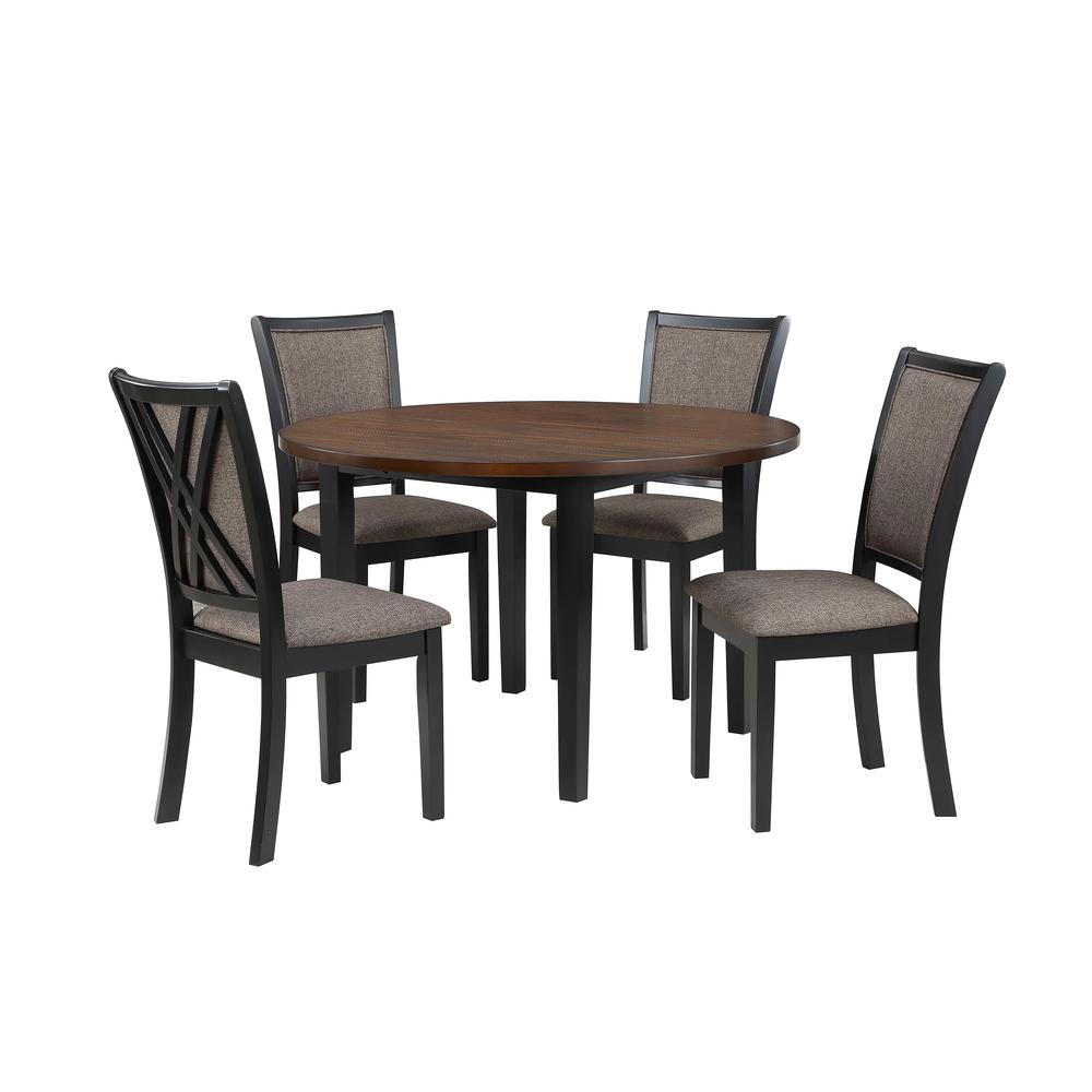Potomac 48" Round Dining Table & 4 Chairs-Brown/Black. Picture 1