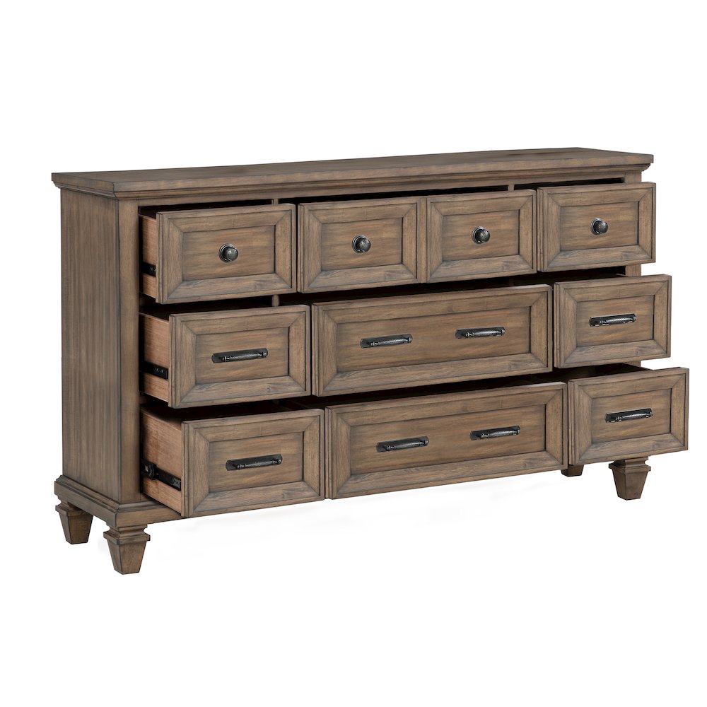 Mariana Wood 9-Drawer Dresser, Vintage Mocha. Picture 5