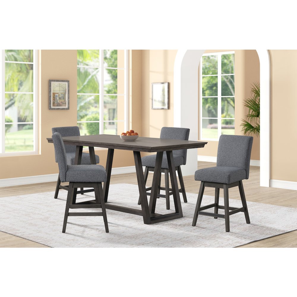 High Line 5-Pc Counter Table Set with Swivel Chairs, Gray. Picture 2