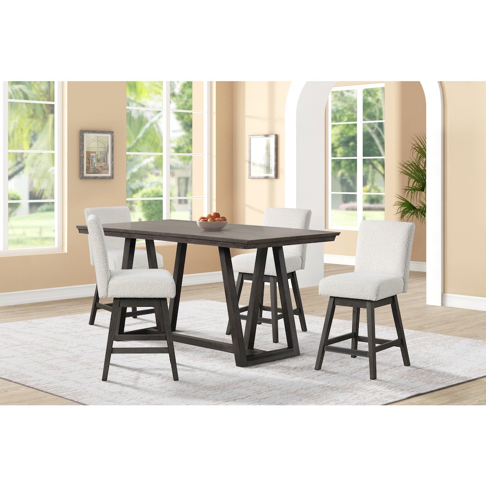 High Line 5-Pc Counter Table Set with Swivel Chairs, White. Picture 2