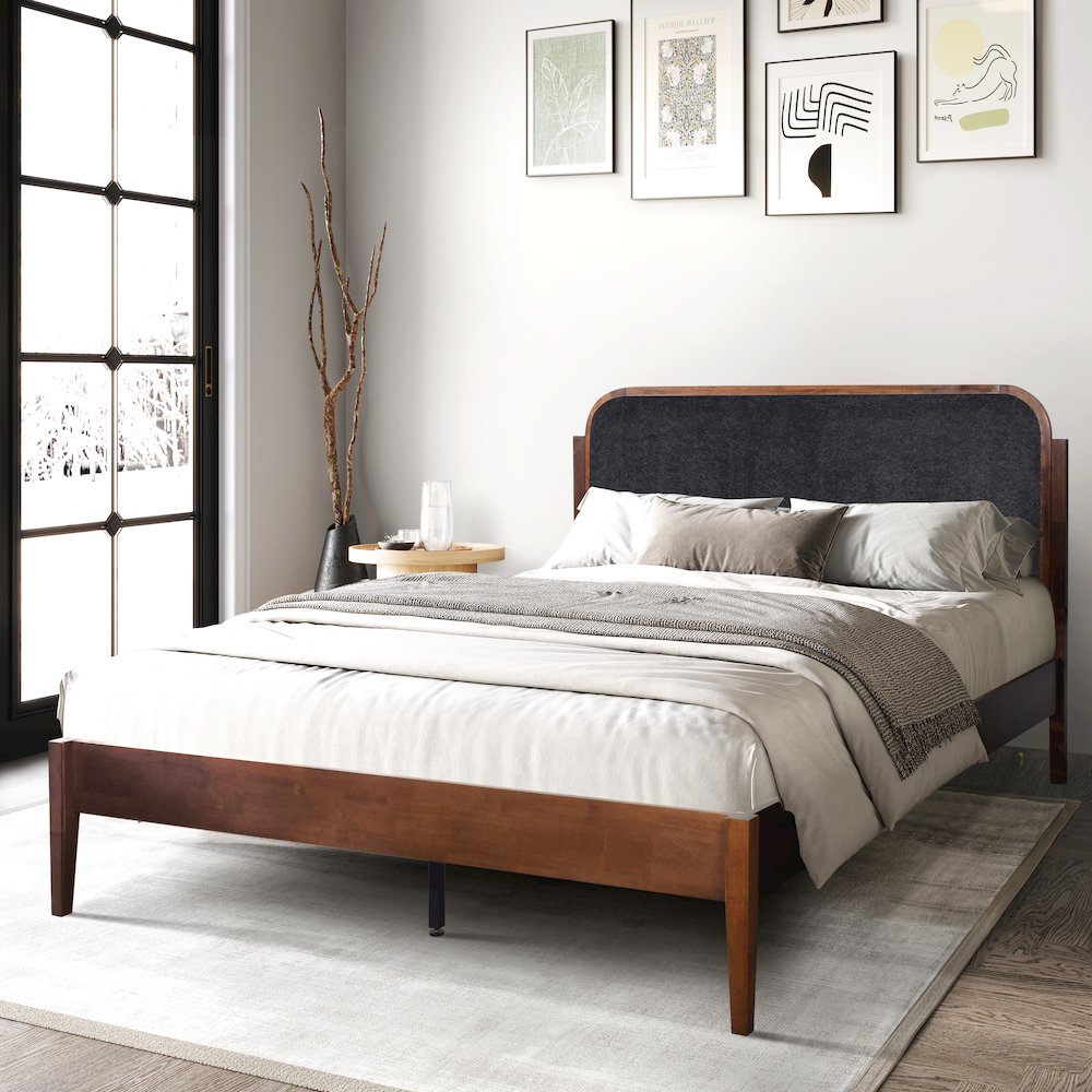 New Classic Furniture Hawthorne Wood Queen Platform Bed in Walnut/Charcoal. Picture 7