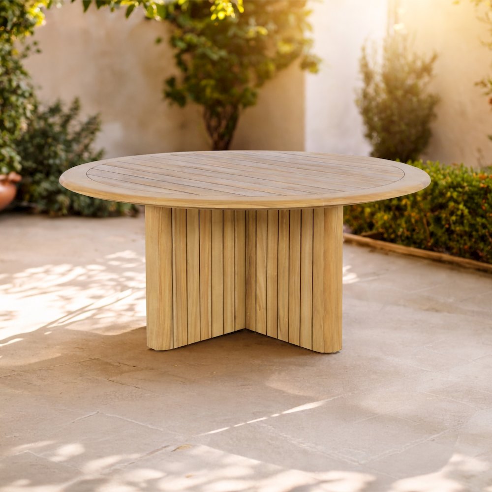 Sedona Wood Round Patio Dining Table in Natural. Picture 2