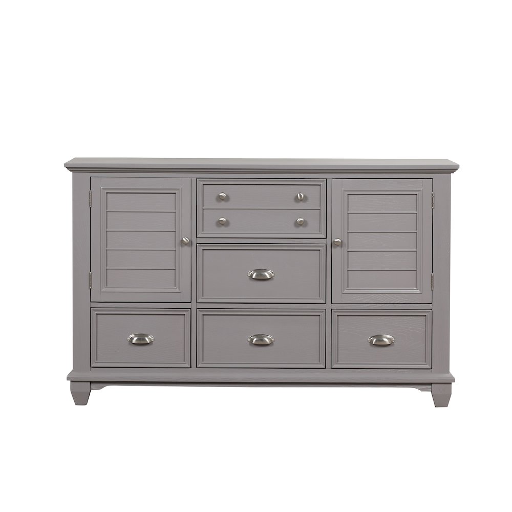 Jamestown Wood 5-Drawer Dresser, Gray. Picture 3