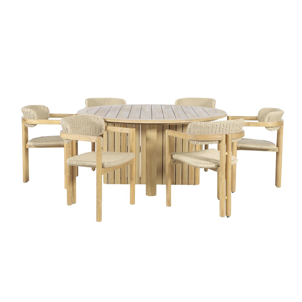 Sedona 7-Piece Wood Outdoor Dining Set in Natural. Picture 1