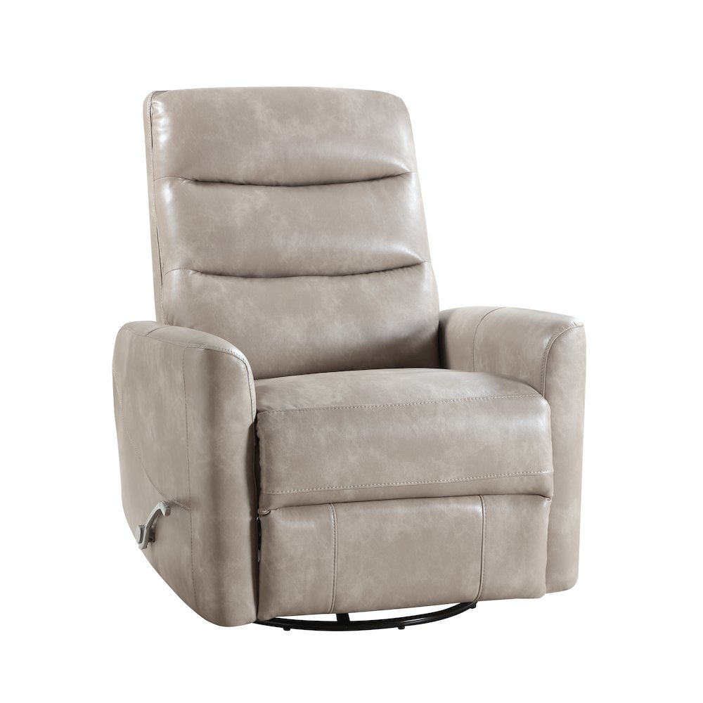 Takami Faux Leather Swivel Recliner, Gray. Picture 1
