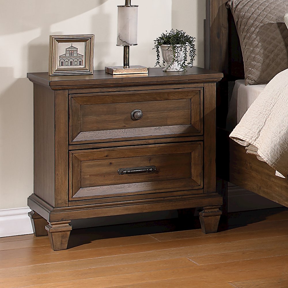 Mariana Wood 2-Drawer Nightstand, Vintage Mocha. Picture 8