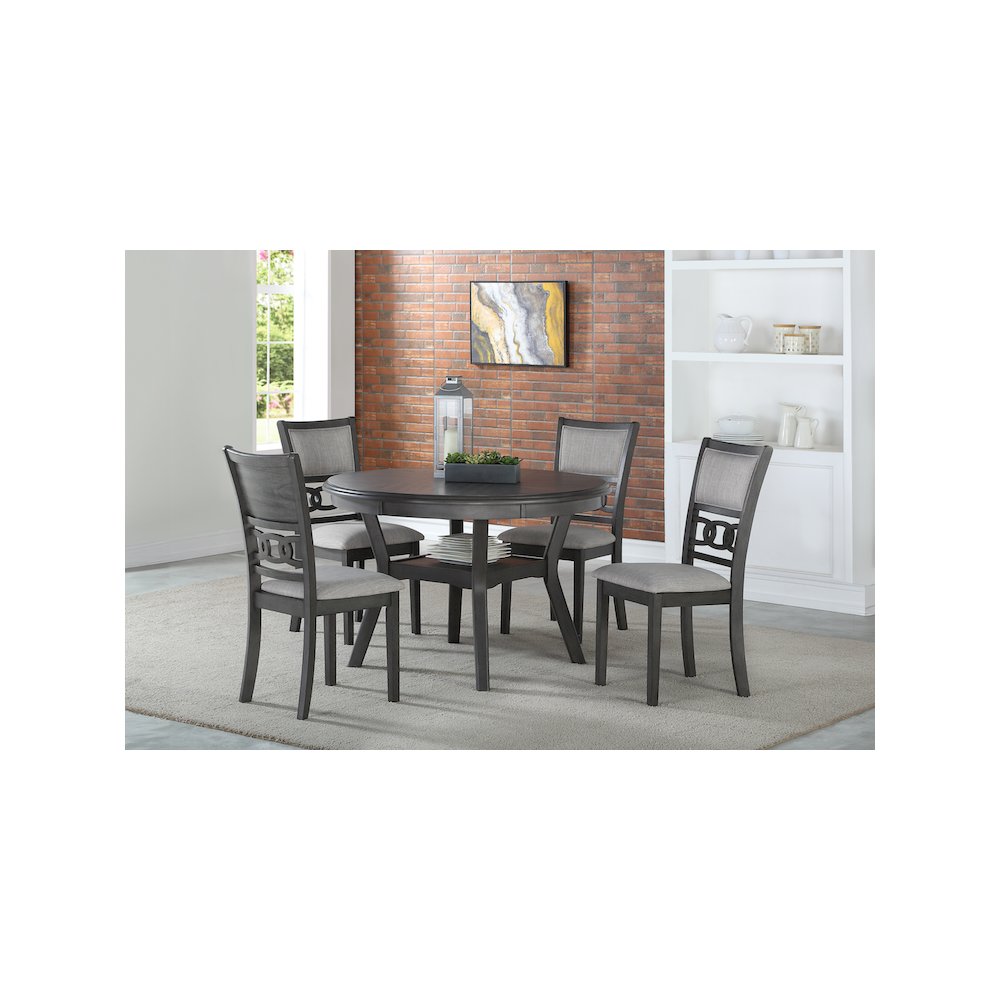 Gia 5-Piece 47" Wood Round Dining Set, Gray. Picture 2