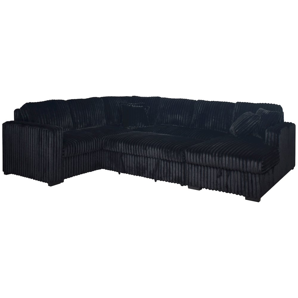 Bliss 5-Piece Fabric Upholstered Sectional in Black. Picture 1