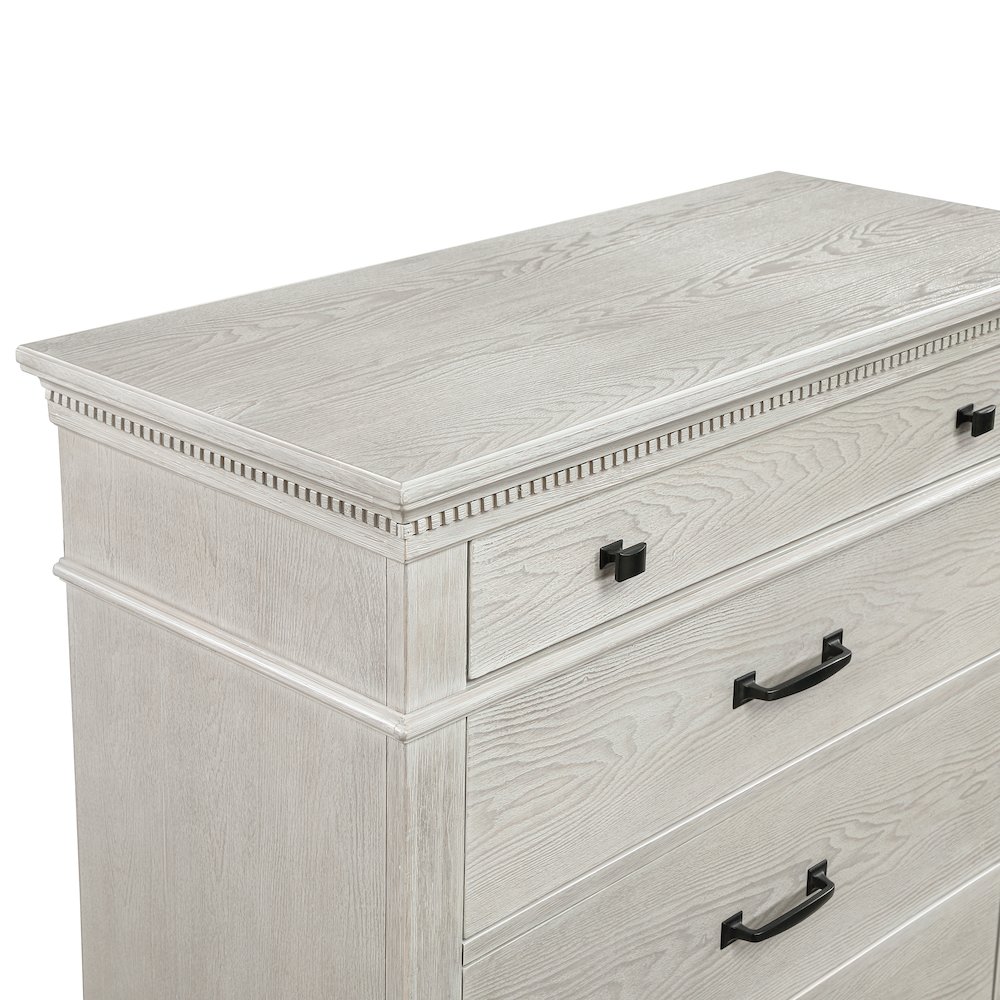 Silver Sands Wood 5-Drawer Chest in Gray. Picture 6