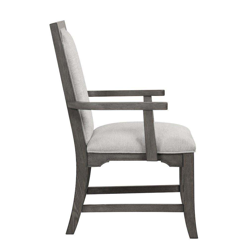 New Classic Furniture Lisbon Wood Dining Arm Chair in Gray (Set of 2). Picture 4