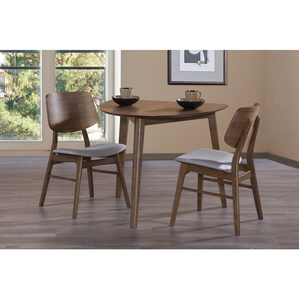 Oscar 3-Piece Wood Corner Table Set in Walnut/Dark Gray. Picture 2