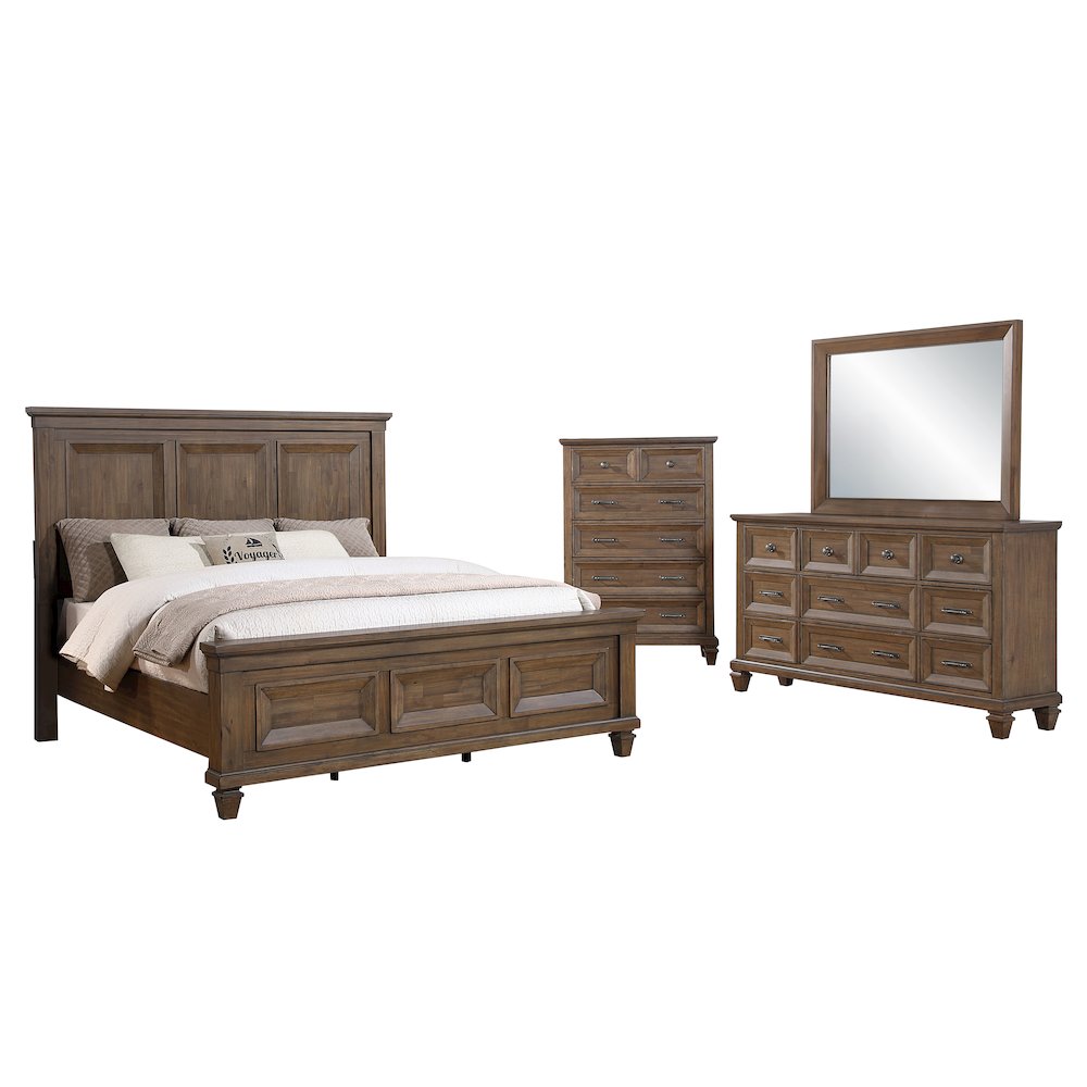 Mariana 4-Piece Wood King Bedroom Set, Chest, Mocha. Picture 1