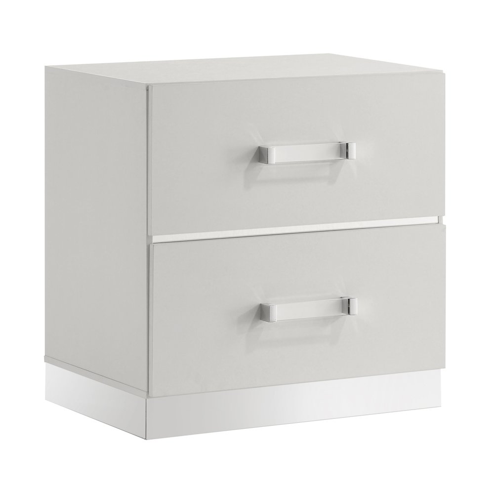 Europa Wood 2-Drawer Nightstand, White. Picture 1