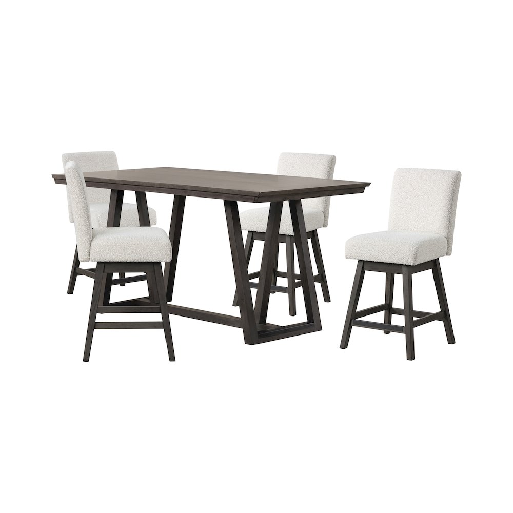 High Line 5-Pc Counter Table Set with Swivel Chairs, White. Picture 1