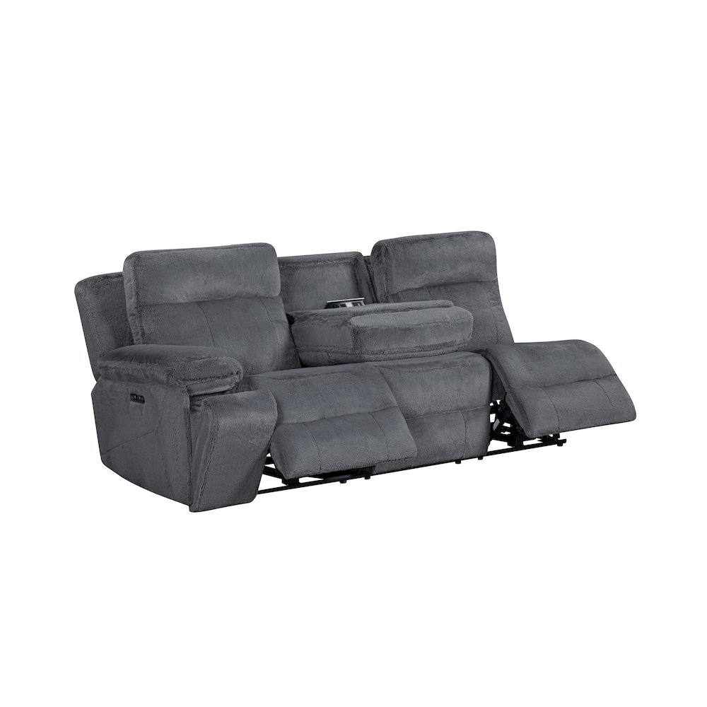 Teddy 3-Piece Fabric Power Sectional in Gray. Picture 2