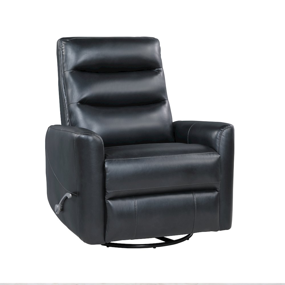 Takami Faux Leather Swivel Recliner, Black. Picture 1