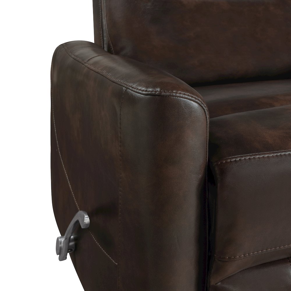 Takami Faux Leather Swivel Recliner, Brown. Picture 6