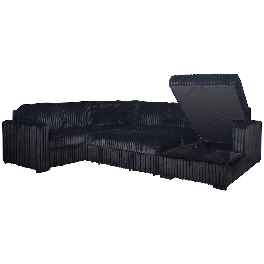 Bliss 5-Piece Fabric Upholstered Sectional in Black. Picture 3