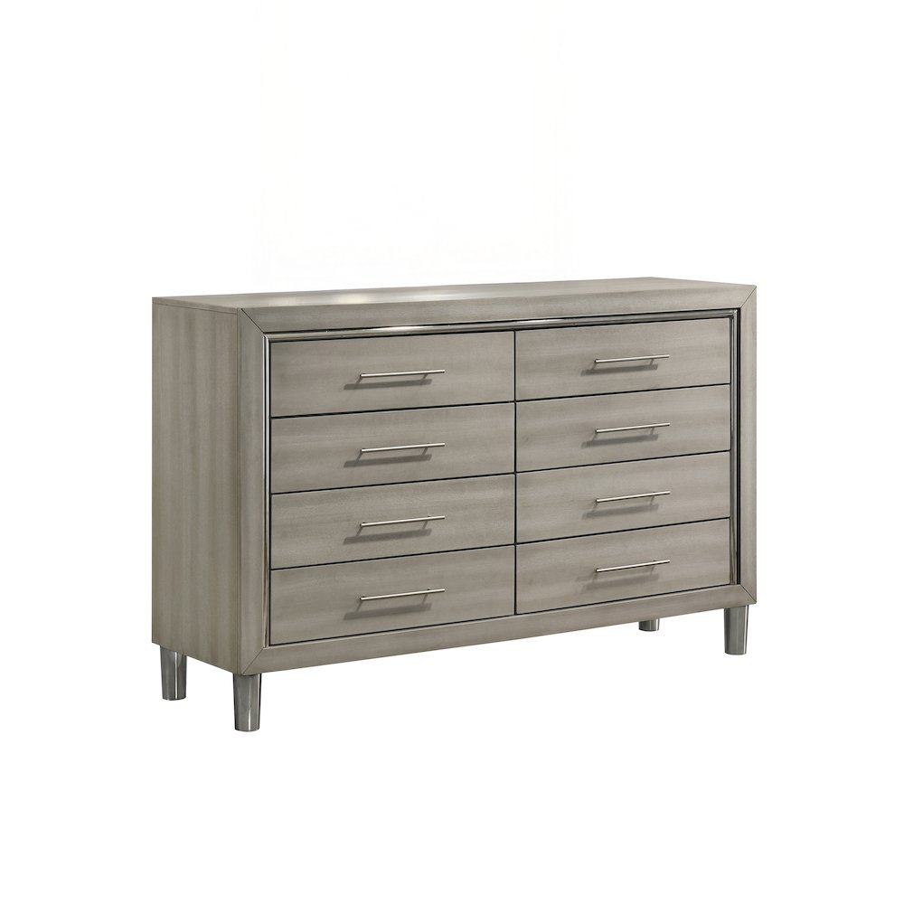New Classic Furniture Lennox Wood Modern 8-Drawer Dresser in Gray. Picture 1