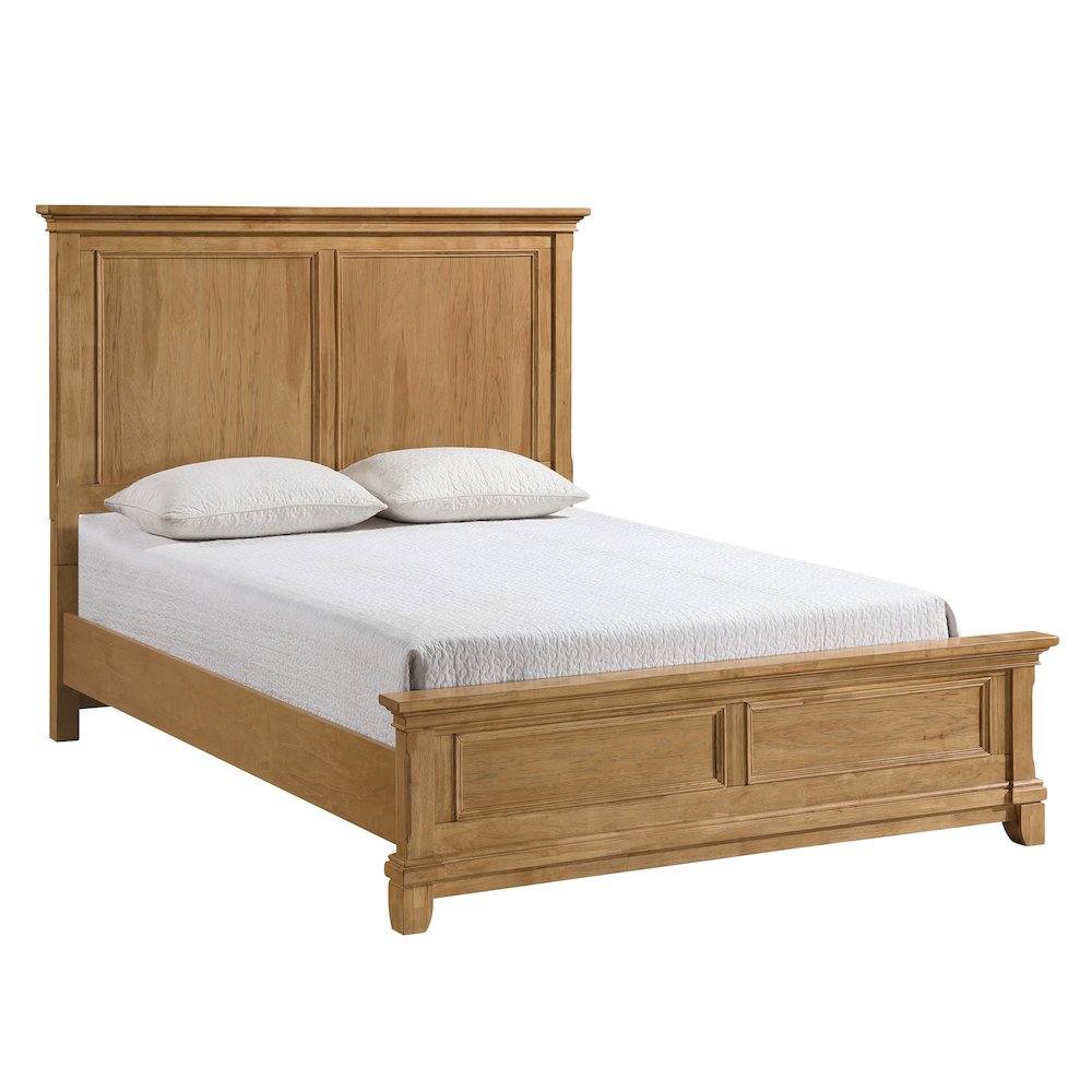 Sunstone Wood Queen Panel Bed in Honey Brown. Picture 1