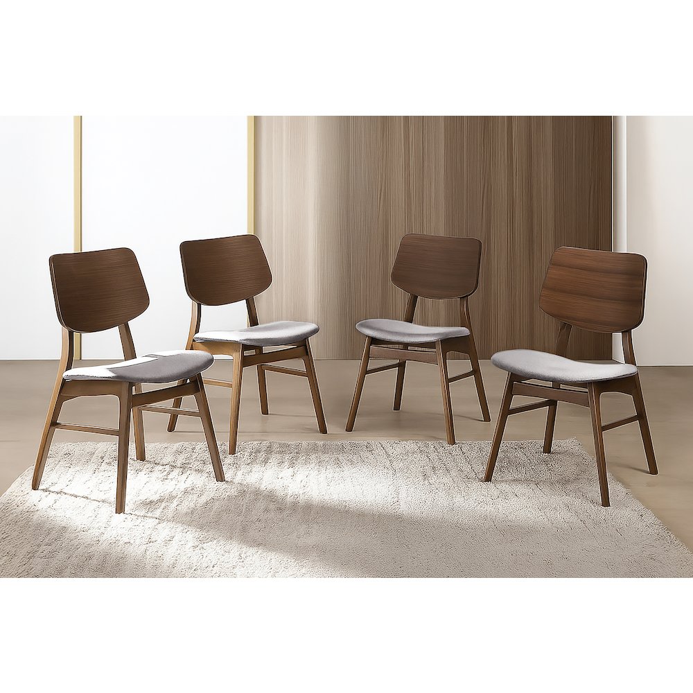 Oscar Wood Dining Chair in Walnut/Dark Gray (Set of 4). Picture 2