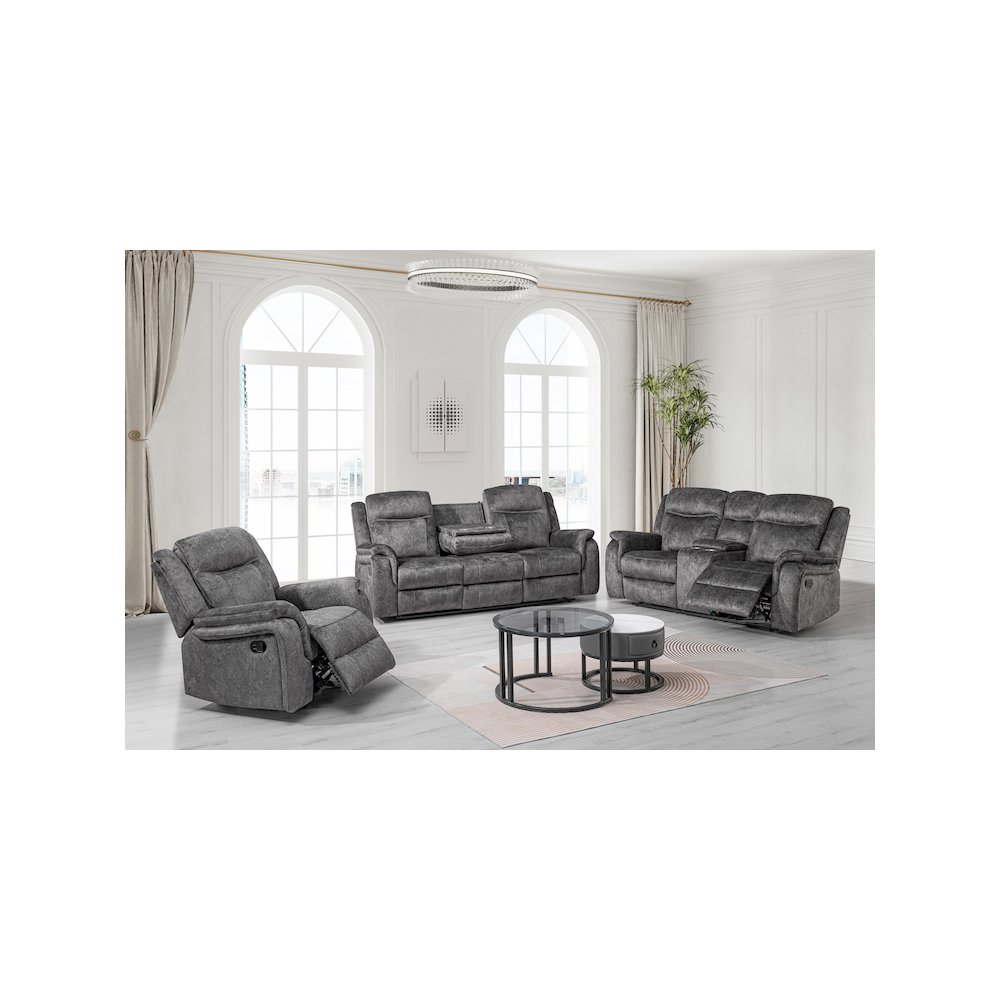 Park City 3-Piece Fabric Manual Living Room Set, Slate. Picture 14