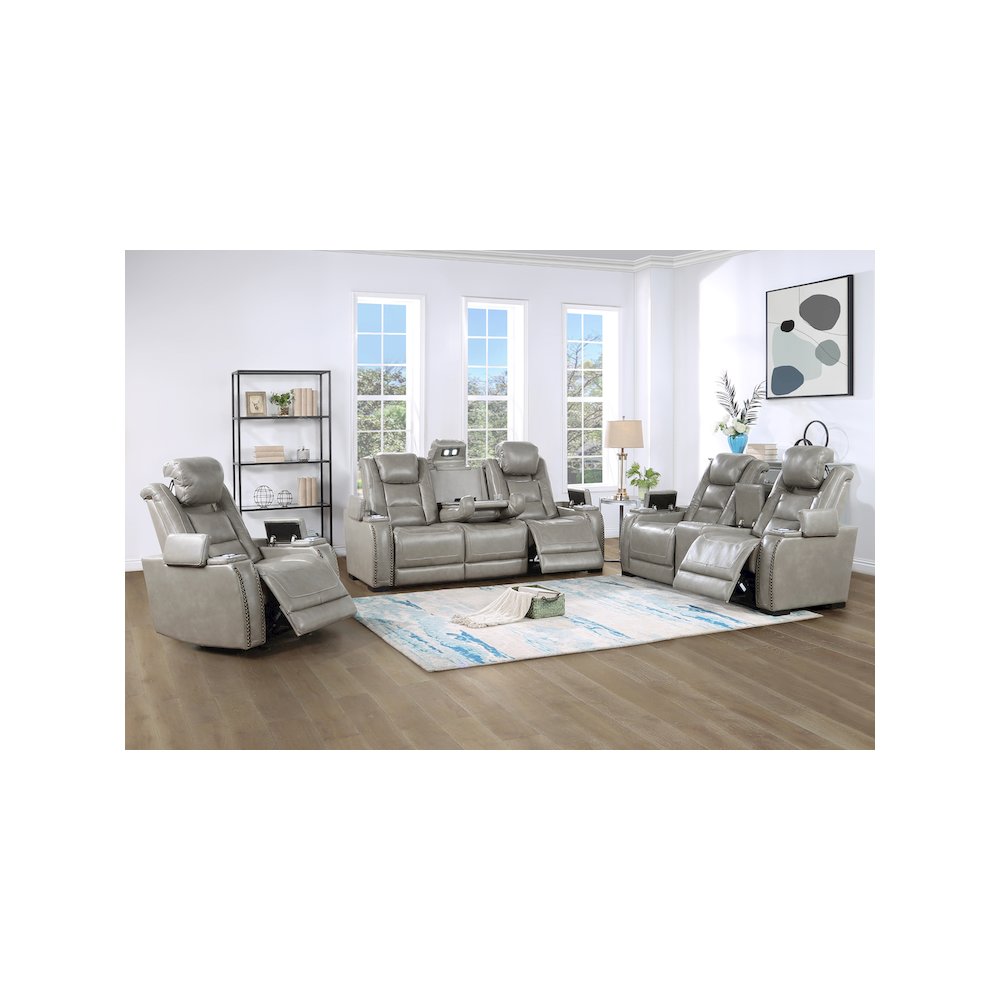 Breckenridge Console Loveseat W/ Pwr Fr & Hr-Lt Gray. Picture 8