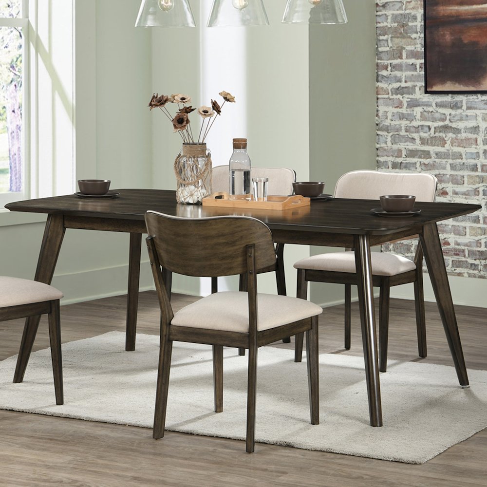 Rex Wood Fixed Top Rectangle Dining Table, Walnut. Picture 4