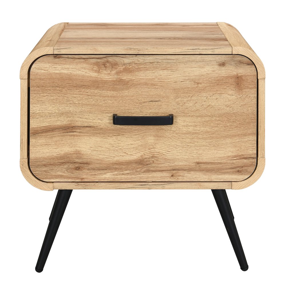 New Classic Furniture Rowan Wood 1-Drawer End Table in Natural/Beige (Set of 2). Picture 4