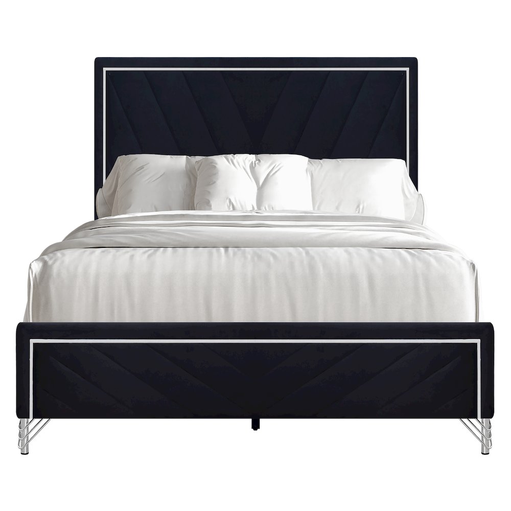 Ava Wood/Polyester Queen Panel Bed in Ebony Black. Picture 3