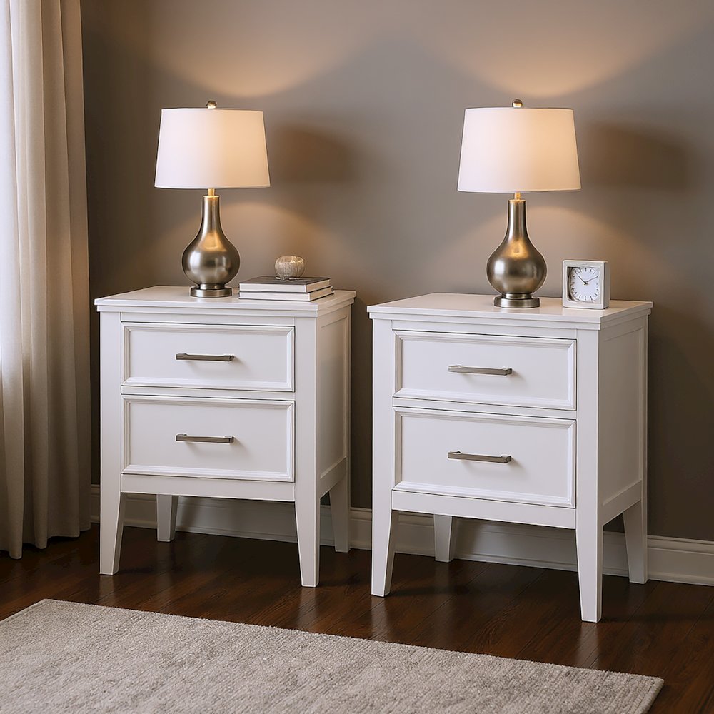 Andover Wood Nightstand in White (Set of 2). Picture 8