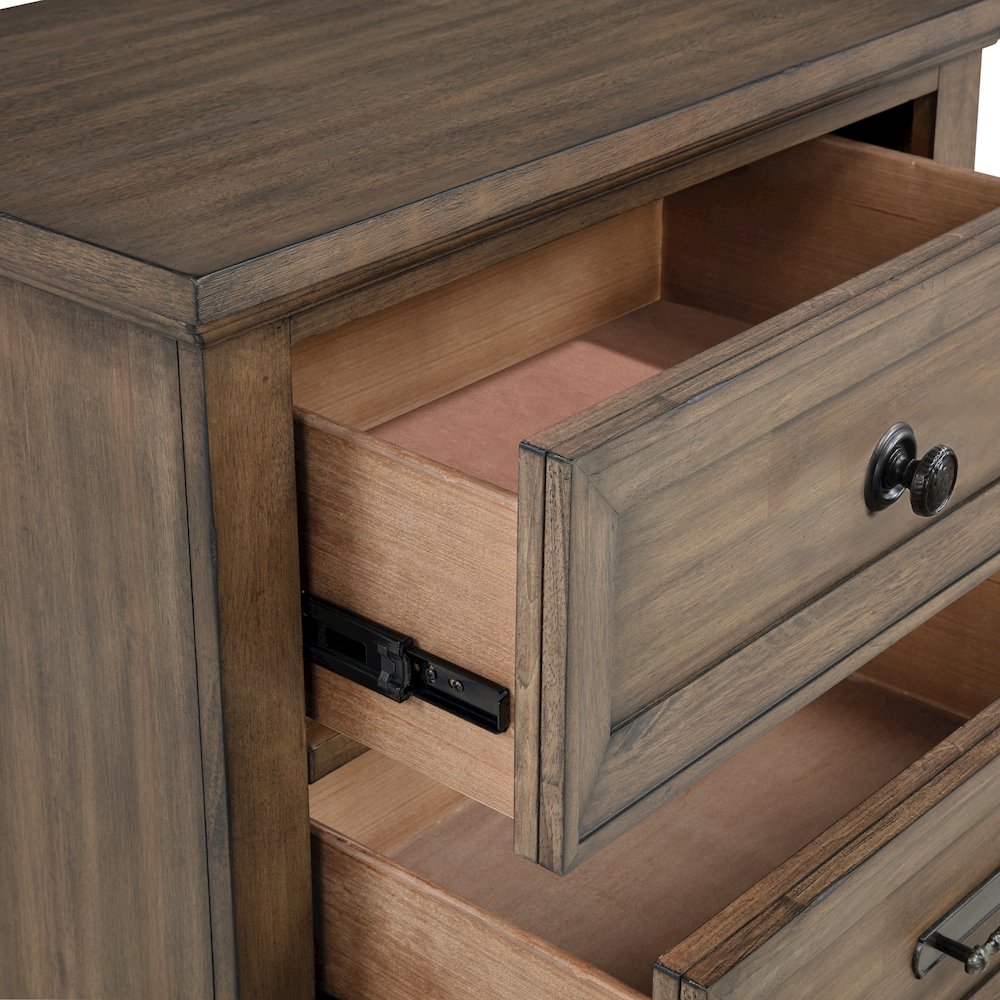 Mariana Wood 2-Drawer Nightstand, Vintage Mocha. Picture 5