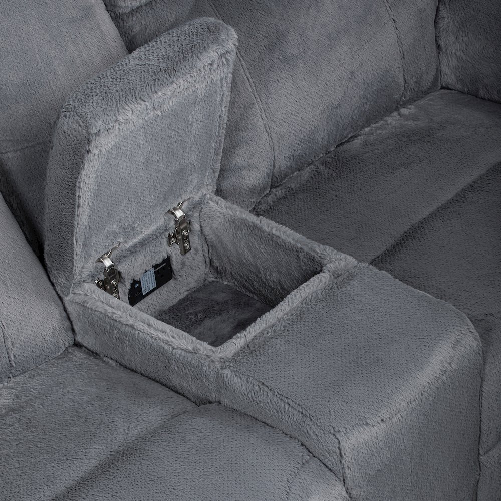 Teddy 3-Piece Fabric Power Sectional in Gray. Picture 18