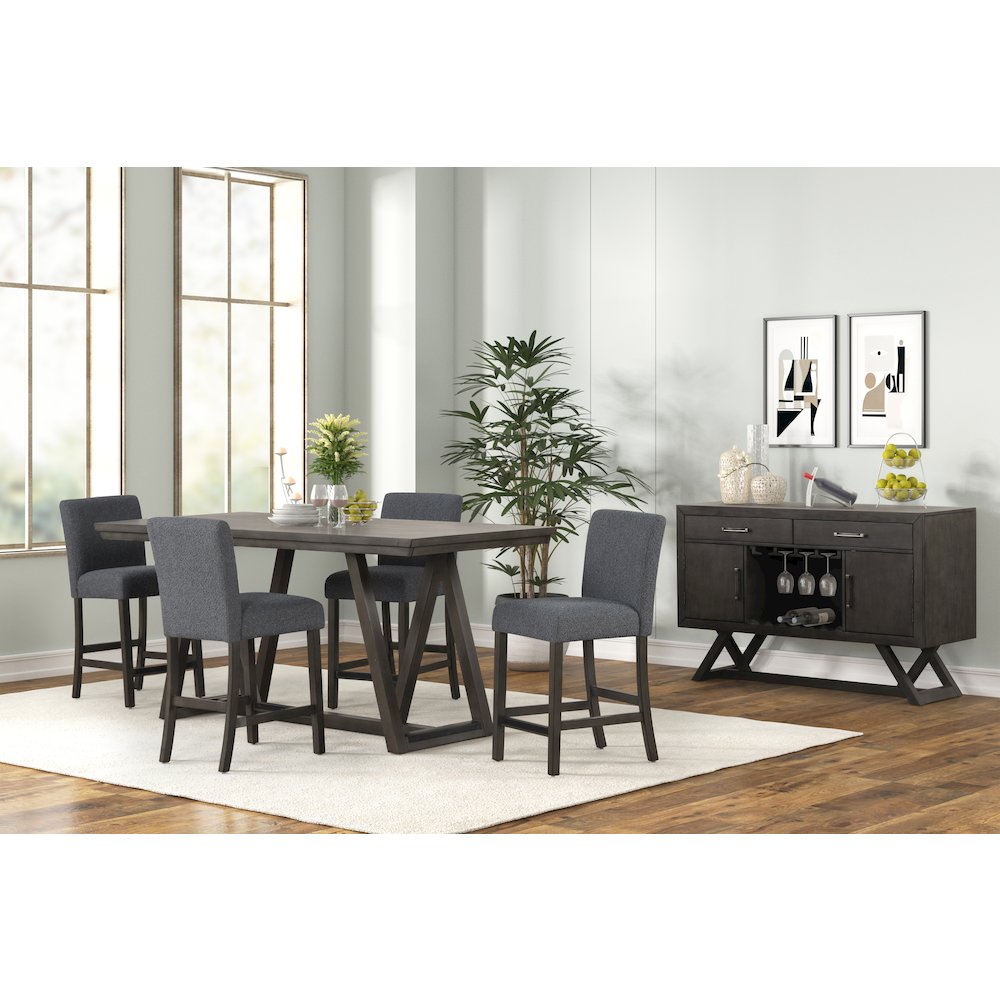 High Line 5-Piece Wood Rectangular Counter Table Set, Gray. Picture 2
