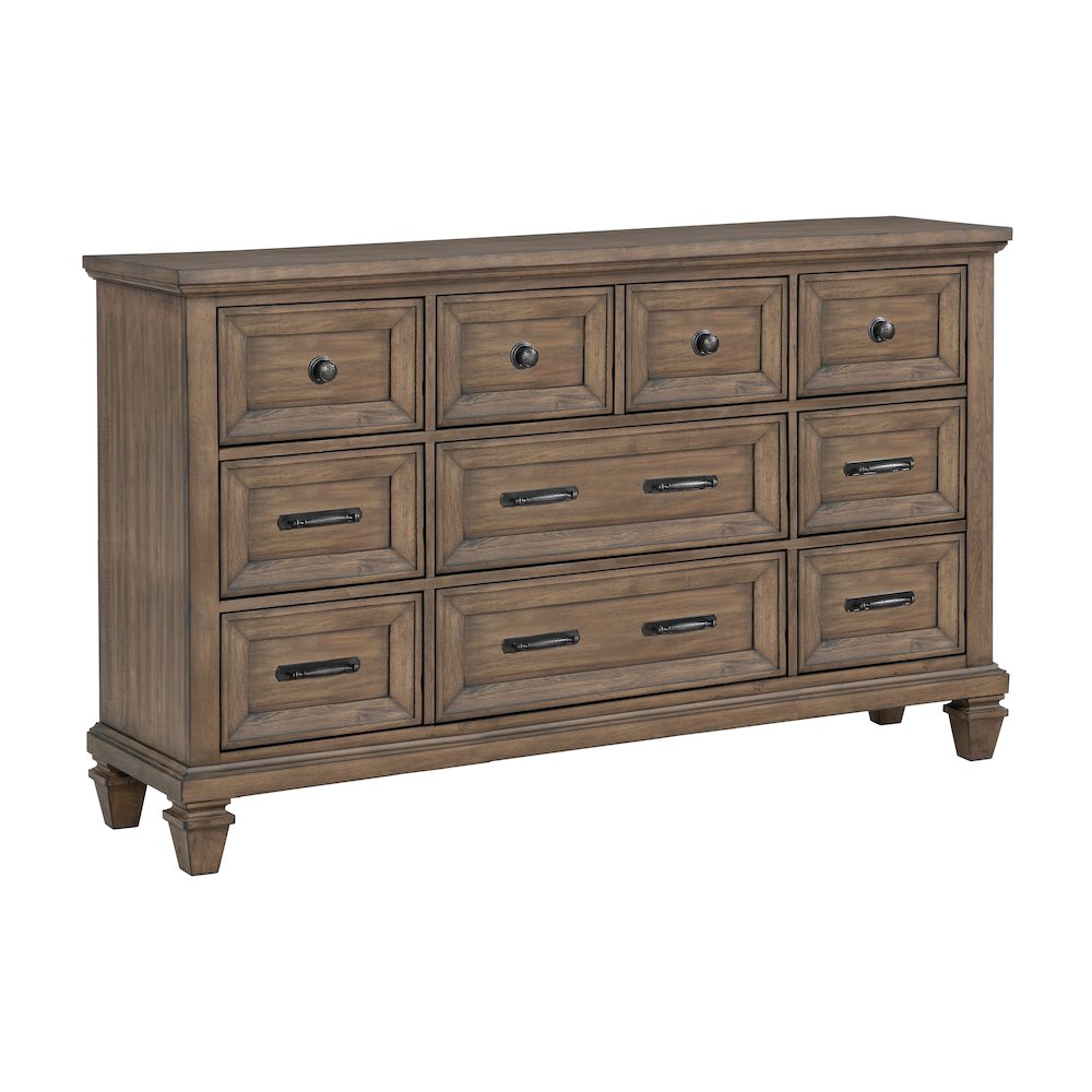 Mariana Wood 9-Drawer Dresser, Vintage Mocha. Picture 1