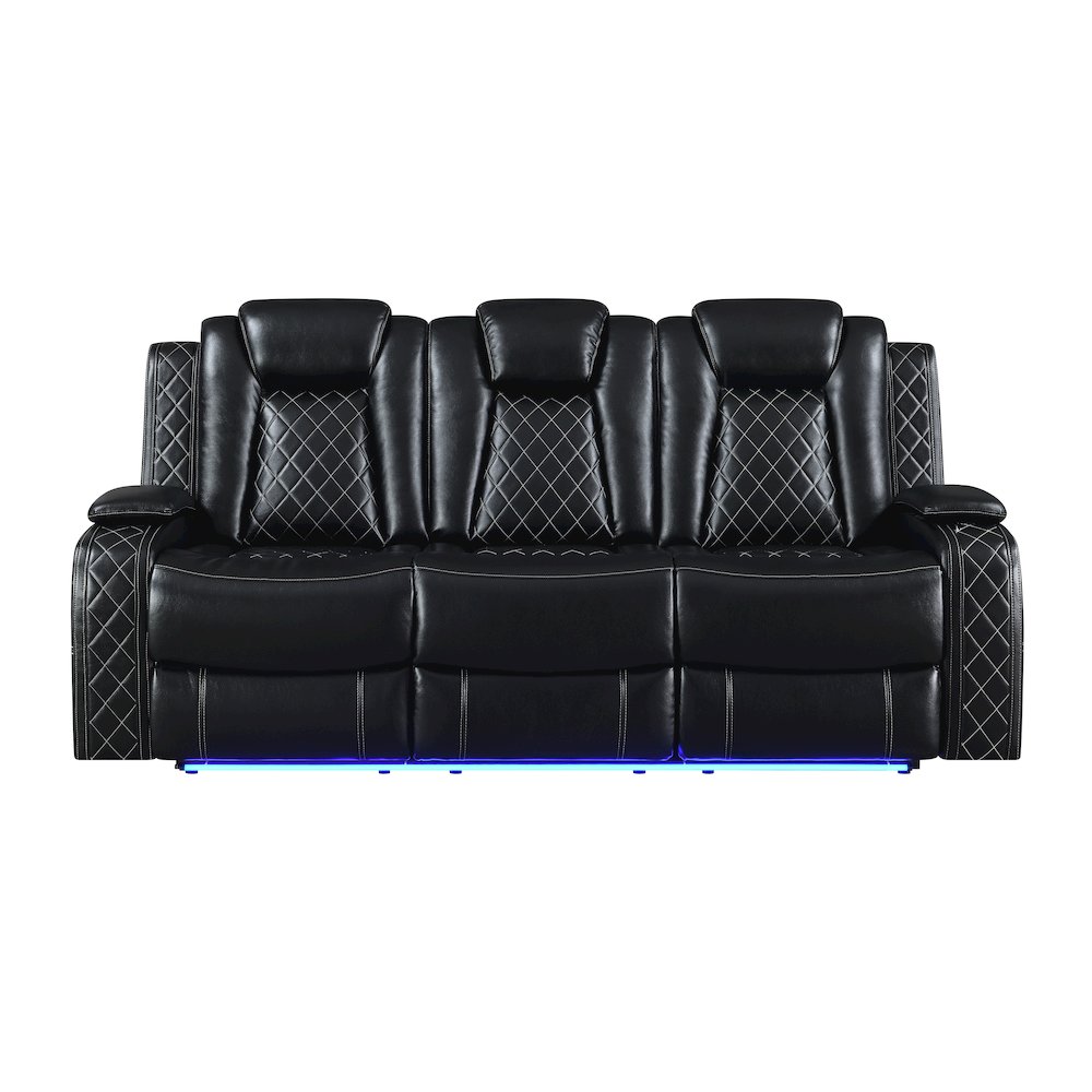 Orion II Faux Leather Power Sofa, Black. Picture 2