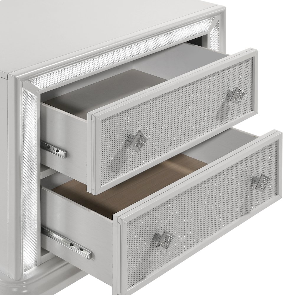 Stardust Wood 2-Drawer Nightstand, White. Picture 5