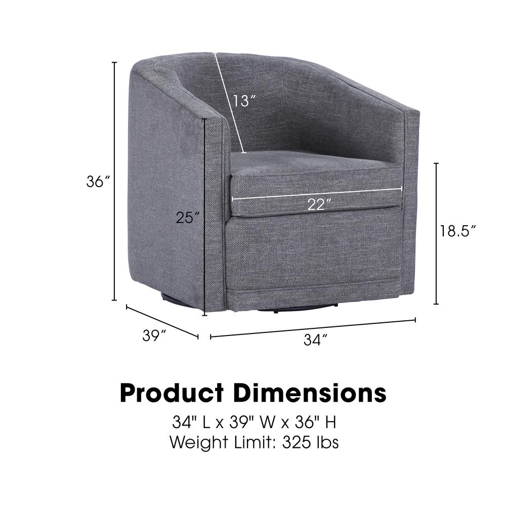 Poppy Dark Gray Polyester Fabric Accent Swivel Arm Chair. Picture 5