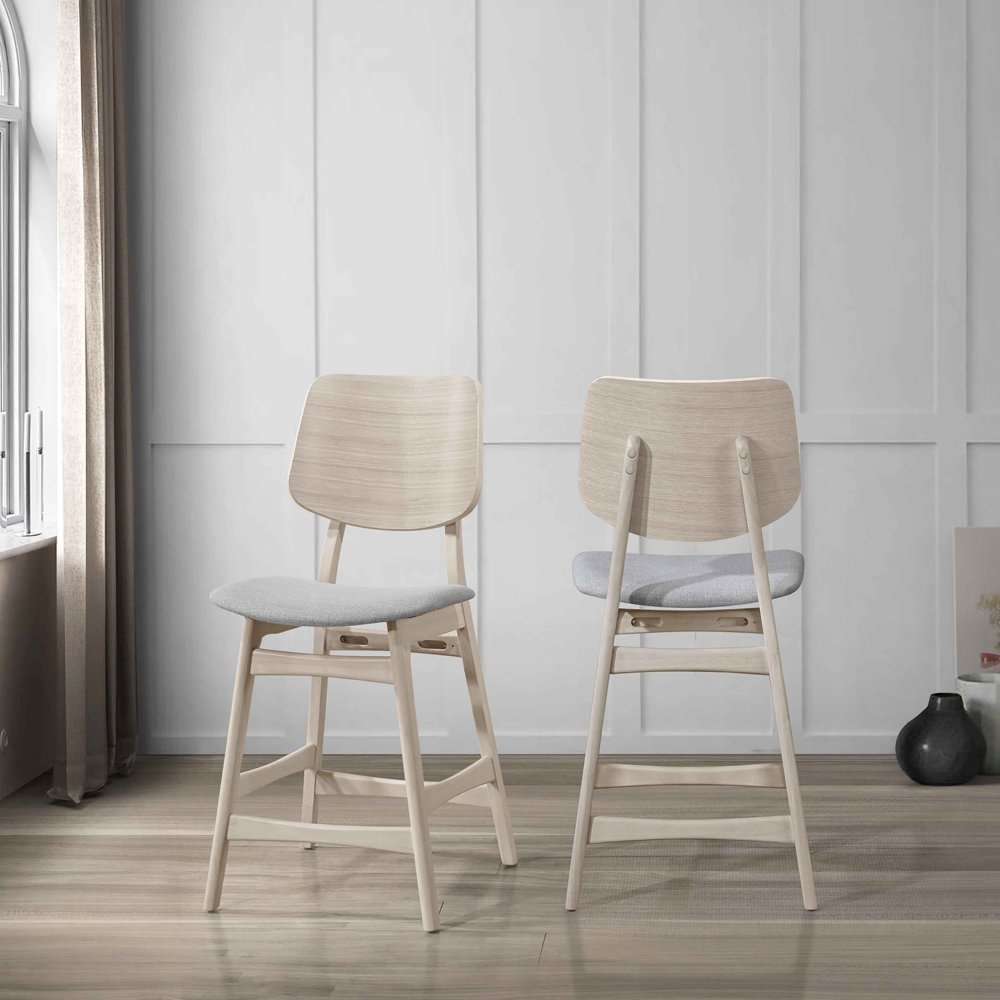 Oscar Wood Counter Dining Chairs in White Ash (Set of 2). Picture 9