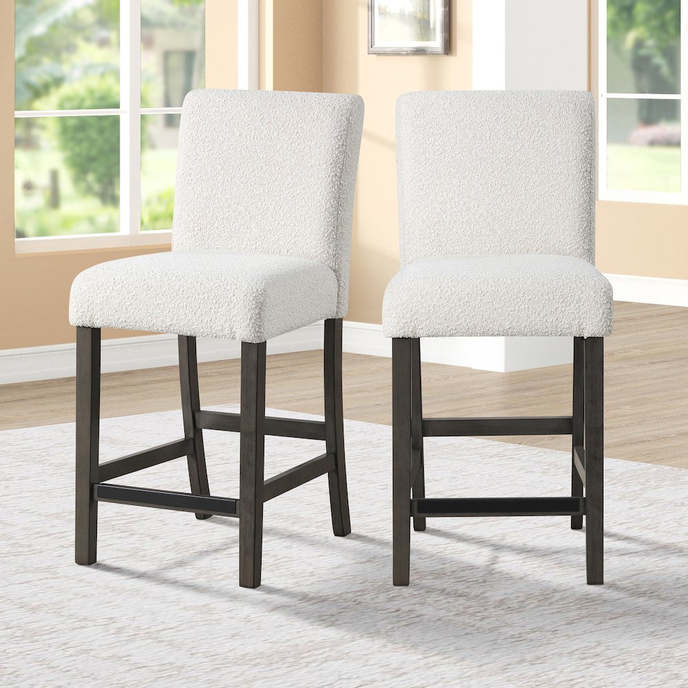 High Line Upholstered Counter Chair (Set of 2), White. Picture 2