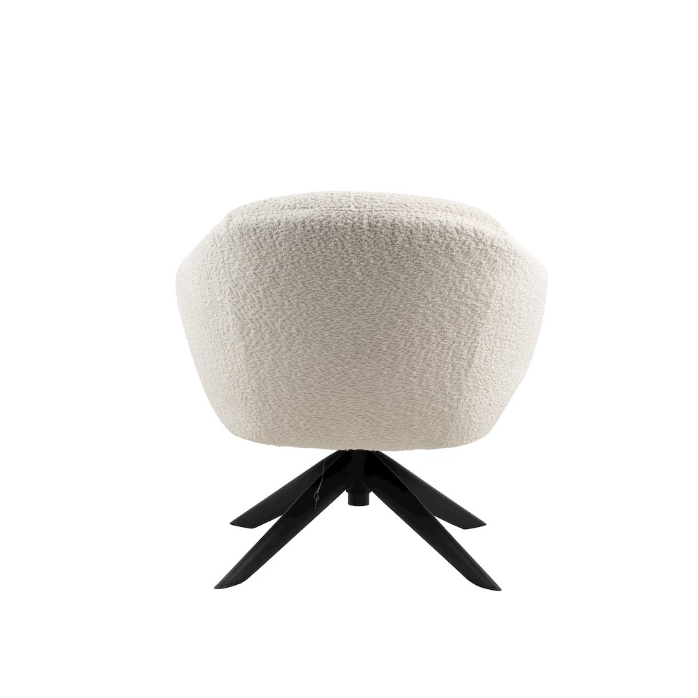 Fleming Metal and Fabric Swivel Lounge Chair in Ivory. Picture 6